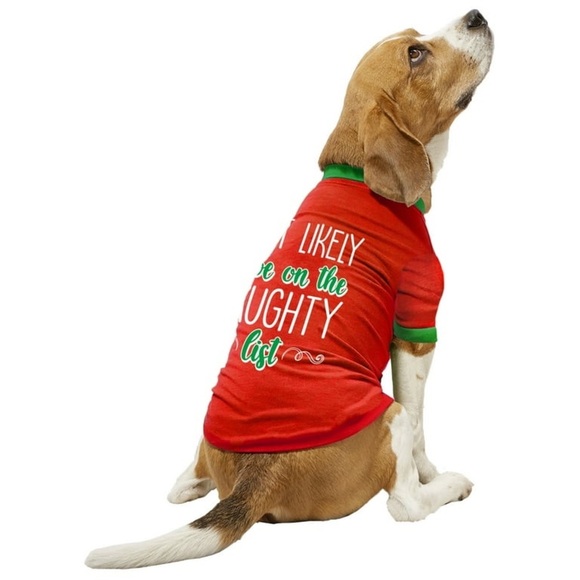 ❤️🆕Vibrant Life Holiday Most Likely to Be on The Naughty List Dog T-Shirt medium - Picture 1 of 8